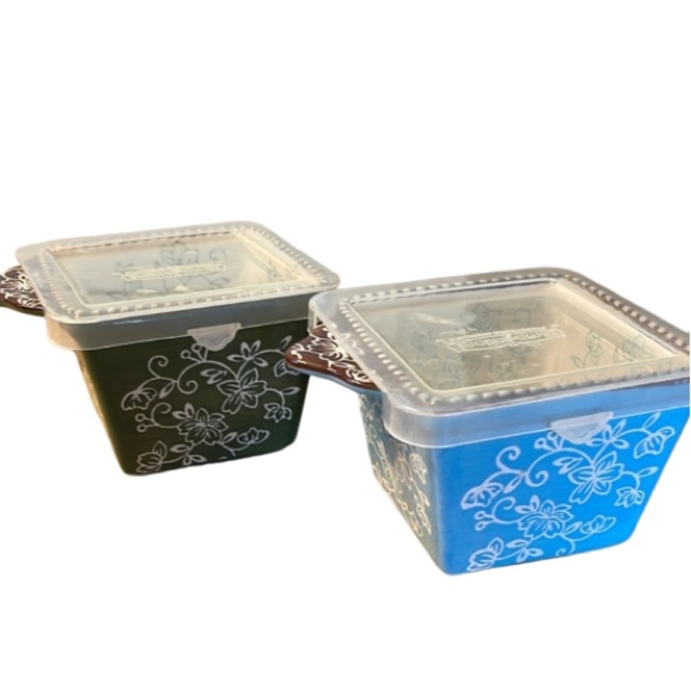 Temptations Blue and Green Floral Storage Containers